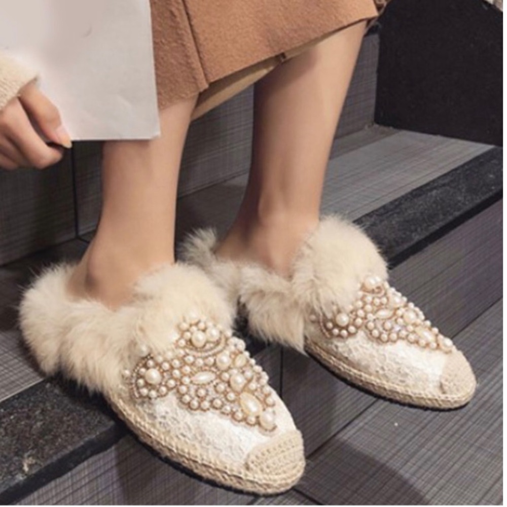 Rabbit fur Slip-on mules loafer - Picture 3 of 5